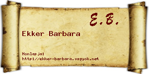 Ekker Barbara névjegykártya